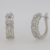 Sterling Silver Semi Mount Earrings Setting Cushion Cu 3x3mm Halo Topaz Hoop - Syzjewelry